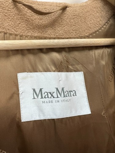 Abrigo Chaqueta Max Mara Camello Envolvente Beige Cinturón Con Capucha Para Mujer GB 10 EE. UU. 8 - Imagen 7 de 12