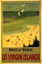 Miles Of Beaches Us Virgin Islands Summer Travel Vintage Poster Repro FREE S/H