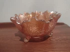 Vintage Iridescent Carnival Glass Scalloped Edges, Footed Fruit Bowl