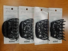 4 Pack: Scunci Earth-Friendly Upcycled Large Jaw Clip, Black (6629) R9P5a