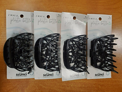 4 Pack: Scunci Earth-Friendly Upcycled Large Jaw Clip, Black (6629) R9P5a