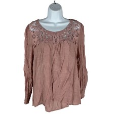 Fig And Flower Women's Pink Lace Boho Blouse Size M