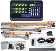 3 Axis Digital Readout DRO Set within 3pcs 50mm~1000mm 5um Linear Scales Milling