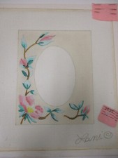 Lani Handpainted Needlepoint Canvas Floral Oval Picture Frame