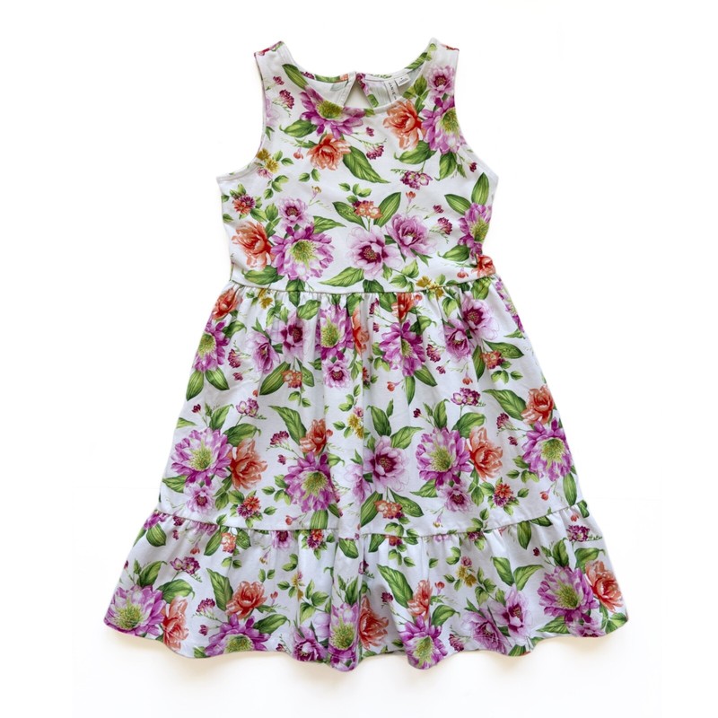 Girls 8 Janie and Jack Sundress Multi Floral Sleeveless Dress Fit Flare Stretch
