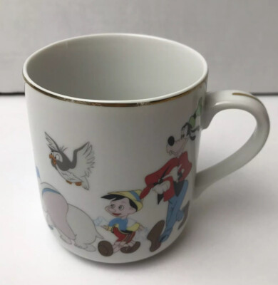 Disney Parks Gold Rim Classic Character Mug Japan Mickey And Friends