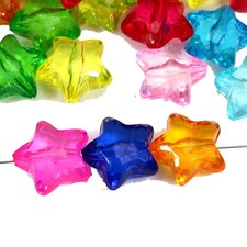 25pcs Mixed Color Transparent Acrylic 3D Star Charm Large Beads 20mm Crafts DIY