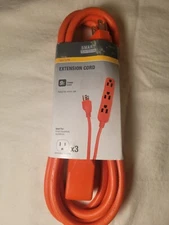 NEW 9 FT Indoor 3 grounded outlets Hi-Vis Orange EXTENSION CORD 16 guage 