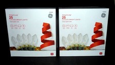 NEW GE Set 25 C-9 Cool Bright Classic Lights Clear/Green Wire 16 ft 2 Boxes 