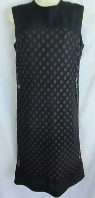 Vtg 60s Sue Leslie of California Sheer Mesh Polka Dots Soho Night Cocktail Dress