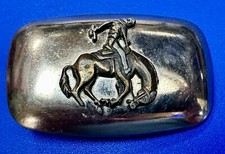 Rodeo Horse Rider Cowboy Saddle Bronc Silver Tone Small Western Belt Buckle