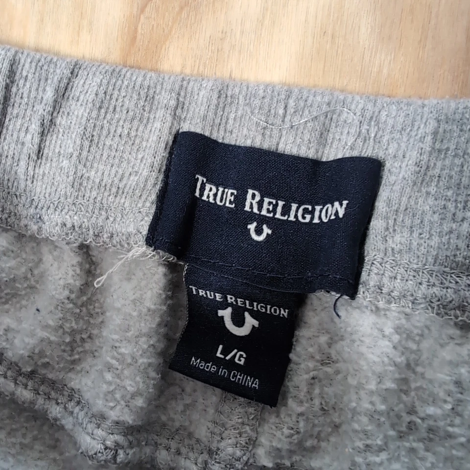 NUEVO Pantalones deportivos True Religion para niños talla grande 25x30" gris claro azul logotipo bonitos Foto 2 de 4