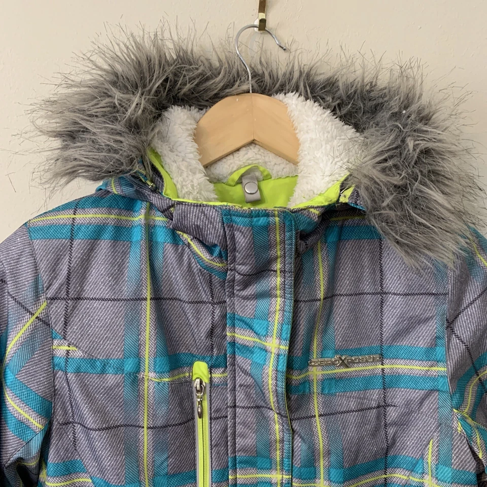 ABRIGO DE INVIERNO DE ESQUÍ ZERO XPOSUR ZEROXPOSUR NIÑAS talla S (7-8) gris aguamarina neón a cuadros Foto 2 de 4