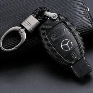 1pc Carbon Style Key Fob Case Cover For Mercedes C E S M CLA CLS CLK GLK GLA GLC 