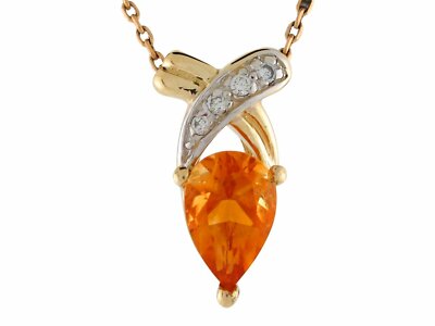 Schwebender Damenanhänger 14 Karat bicolor Gold echter Citrin und Diamanten