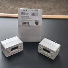 UltraPro Indoor Digital Timer, 24 Hour Cycle, 1 Polarized Outlet Timer,2 Pack