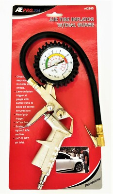 #ad ATE PRO 220 PSI LOCK ON TIRE CHUCK INFLATOR WITH AIR PRESSURE GAUGE GUAGE #12063 $19.99
