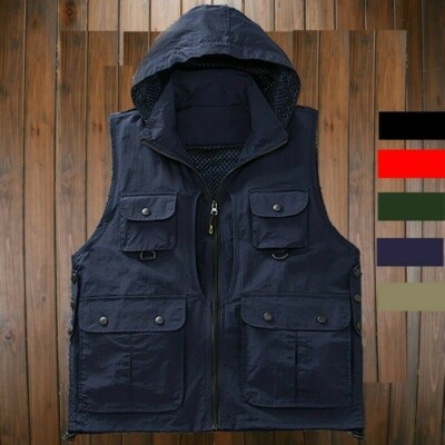 Uomo Foto Gilet con Cappuccio senza Maniche Giacca Gilet Outdoor