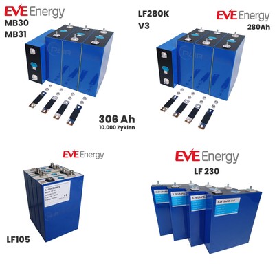EVE MB31 LF304 LF280K LF230 LF105 LiFePO4 lithium iron phosphate battery cells