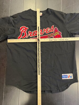 Vintage Majestic Atlanta Braves MLB Baseball Black Jersey Adult