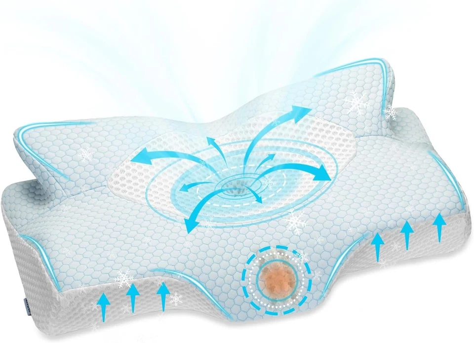 Elviros Cervical Memory Foam Pillow | Ergonomic Support for Neck Pain Relief - Image 3 of 4