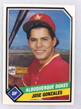 1989 Albuquerque Dukes-TCMA Minor League Baseball Card-Jose Gonzalez