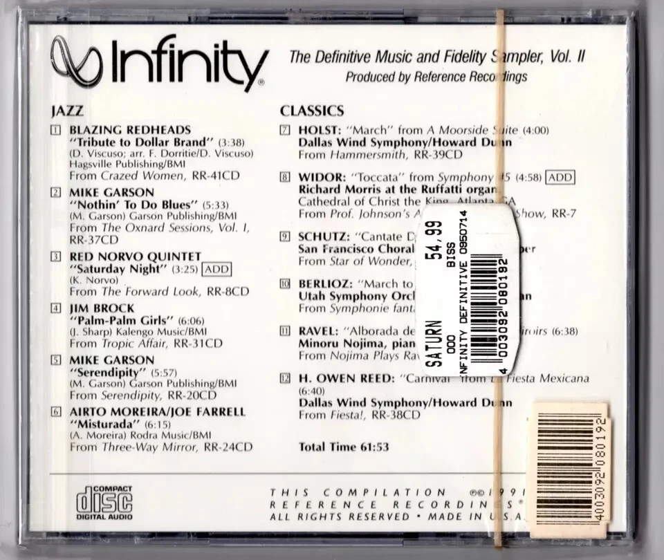Infinity CD-Sampler DEFINITIVE MUSIC AND FIDELITY SAMPLER Vol. 2 NEU OVP SEALED - Bild 2 von 2