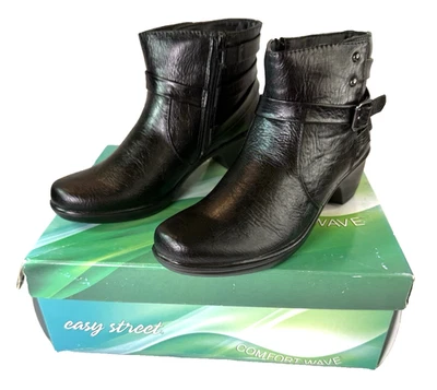 Botas Easy Street para mujer 6,5 N negras botín al tobillo Comfort Wave Carson 30-0751 - Imagen 1 de 4