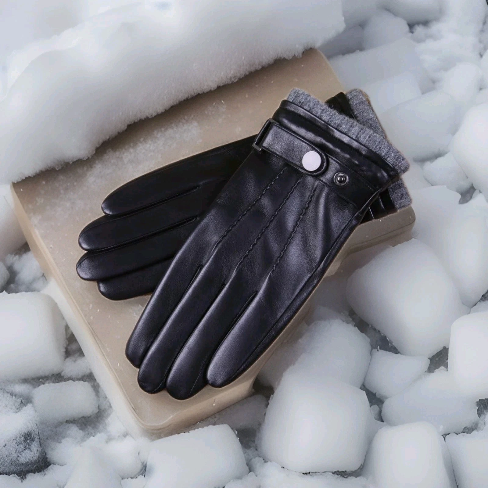Winter Leather Gloves for Men Touchscreen Cashmere/Fleece Lined Cold Weather NWT