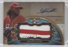 2013 Topps Triple Threads Unity Jumbo Relics Sapphire 1/10 Johnny Cueto Auto 0c6