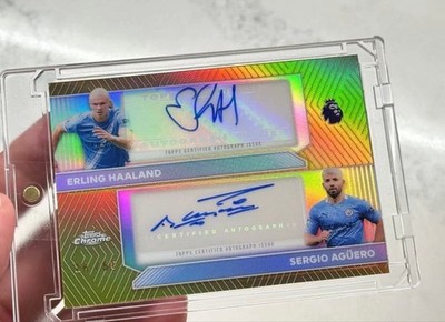 2025-26 TOPPS CHROME HAALAND AGUERO Dual Auto /50 Refractor | eBay