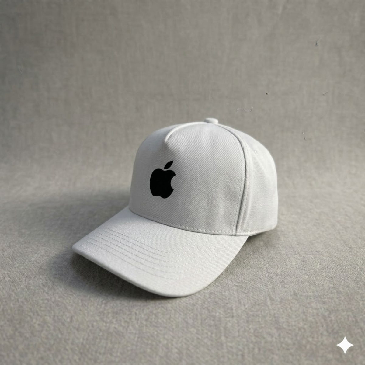 Apple Logo Embroidered Baseball Cap - White Kaki Twill Minimalist 