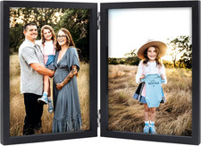 Double 4X6 Picture Frame Hinged Folding Photo Frame with Glass Front Vertical Fr