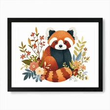 Little Floral Red Panda 3 Art Print Framed Wall Art Poster Canvas Print Picture