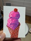 Strawberry Ice Cream Painting ACEO Original Gouache Dessert Gift Food Art Decor — photo 3