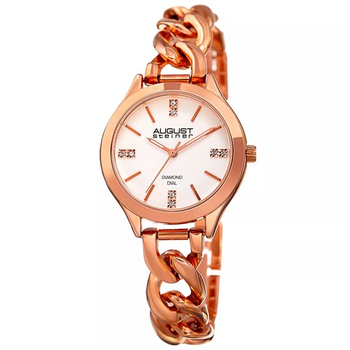 August Steiner AS8222YRG Véritable Diamant Marqueur Rose Chaîne Bracelet Femme - Photo 1 sur 5