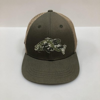 RepYourWater Hat Cap Snap Back Green Mesh Trucker Fish Logo Mens One Size Gym