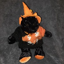 Halloween Black Cat Plush Jack O Lantern Pumpkin Costume Stuffed Animal