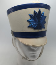 Vintage Marching Band Shako Hat Size Medium White Blue Symbol