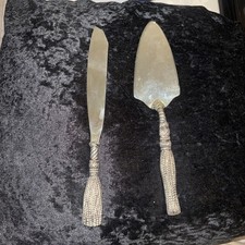 SILEA  Silver Plated ROPE & TASSEL Set of Cake/ Cheese/ Pie KNIFE and SERVER 