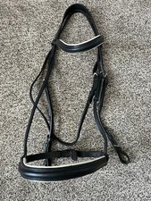 Lovely Raised Black w White Padding HDR Dressage Bridle OS Warmblood WB