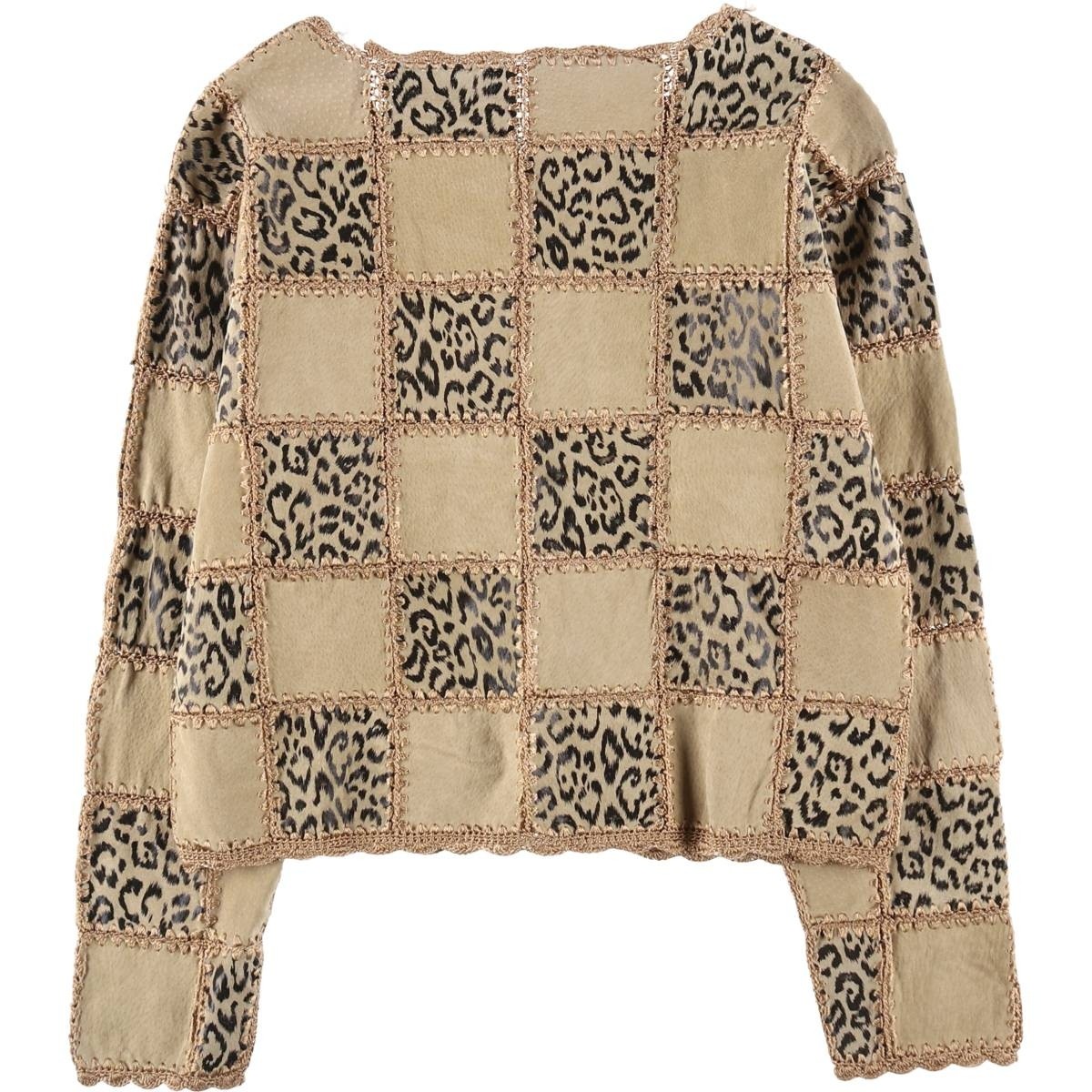 Vintage Leopard Pattern Patchwork Suede Leather J… - image 2