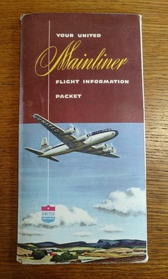 Vintage 1950's United Airlines Flight Information Packet Envelope
