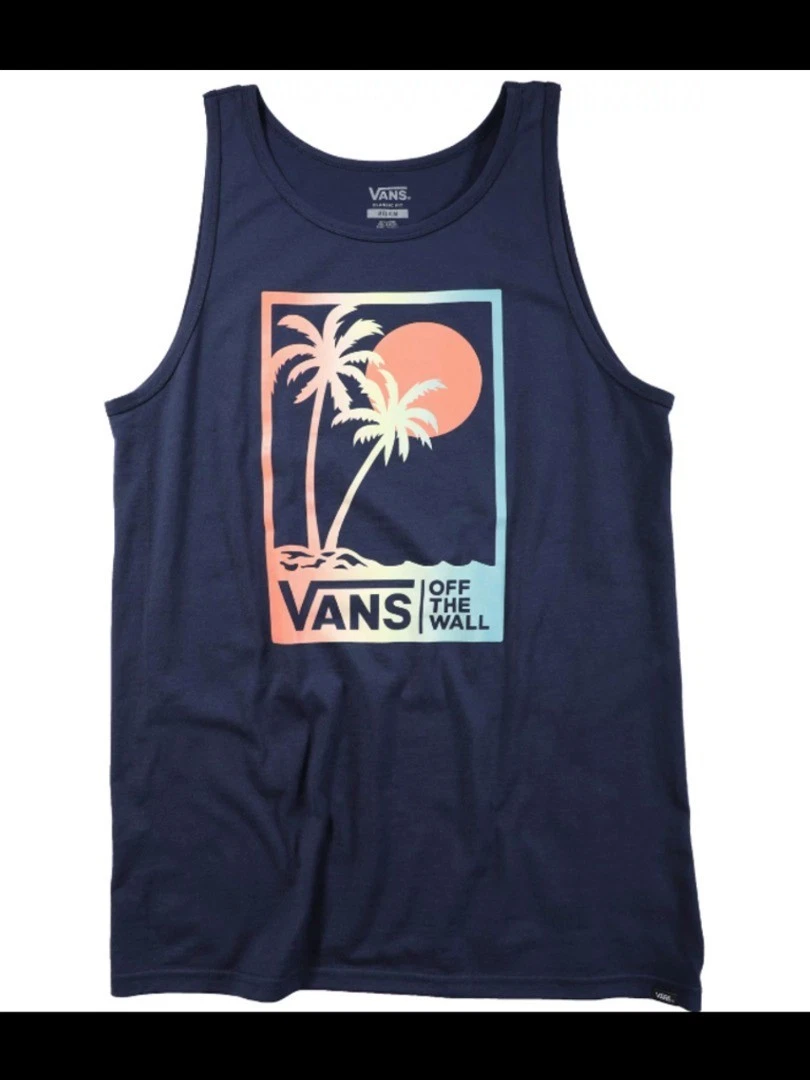 VANS Vintage Boxed Palms Tank Navy Size XL/ BNWT
