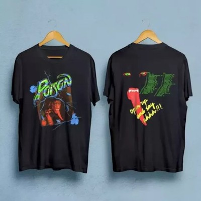 Vintage 80s POISON Open Up And Say Ahh! BANNED 1988 tour concert band Music T-Sh