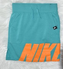 Nike Air Girls Teal/orange Nike Air Logo Print Pockets Skirt Sz Small WOW