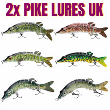 Savage Pike Fishing Lure 2x Slow Sinking Jointed - Realistic Lures - UK POST