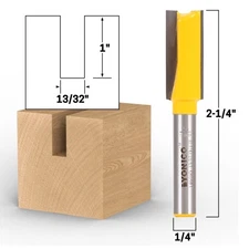 13/32" Diameter X 1" Height Straight Router Bit - 1/4" Shank - Yonico 14041q