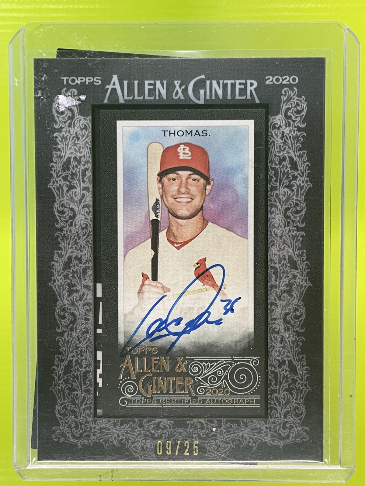 Lane Thomas #MA-LT Baseball Cards 2020 Topps Allen & Ginter Mini Autographs trading card — raw and PSA graded price guide