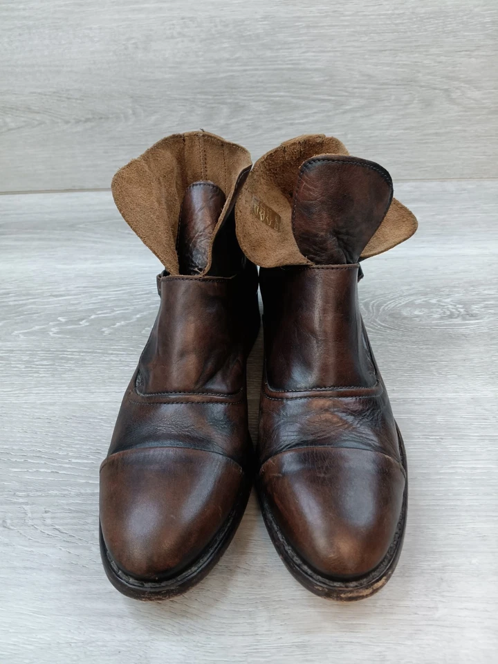 H By Hudson Vintage Bota Mujer 7 Marrón Cuero Puntera Western Botines Foto 2 de 4